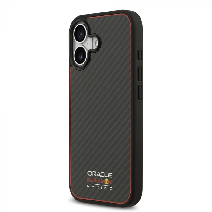 Apple iPhone 17 Kılıf Redbull Orjinal Lisanslı M-safe Şarj Özellikli Karbon Fiber Parlayan Logolu Kevlar Kapak