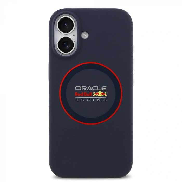 Apple iPhone 17 Kılıf Redbull Orjinal Lisanslı M-safe Şarj Özellikli Kırmızı Halka ve Logo Silikon Kapak