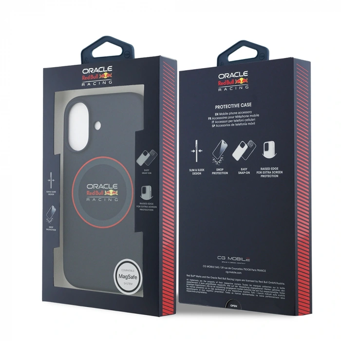 Apple iPhone 17 Kılıf Redbull Orjinal Lisanslı M-safe Şarj Özellikli Kırmızı Halka ve Logo Silikon Kapak