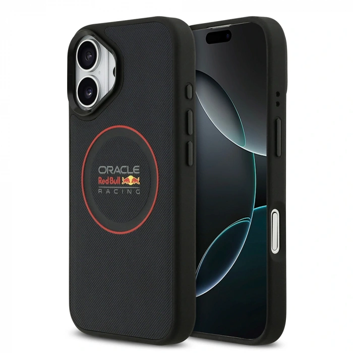 Apple iPhone 17 Kılıf Redbull Orjinal Lisanslı M-safe Şarj Özellikli Kırmızı Halka ve Logo Kabartmalı PU Deri Kapak