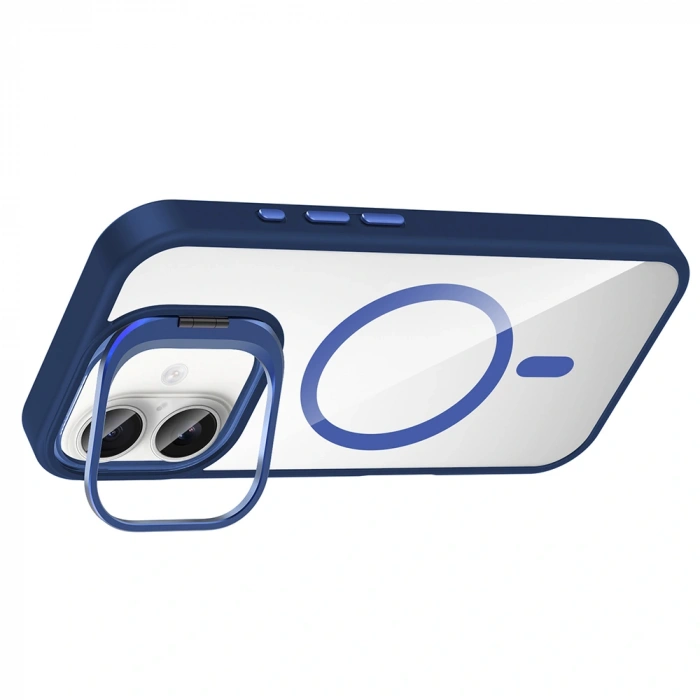 Apple iPhone 17 Kılıf Standlı ve Kamera Lens Hediyeli M-Safe Şarj Özellikli Zore Etro Kapak