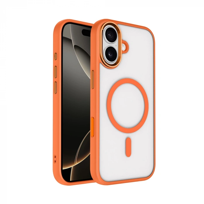 Apple iPhone 17 Kılıf Wireless Şarj Özellikli Zore Krom M-safe Silikon Kapak