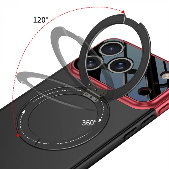 Apple iPhone 17 Pro Kılıf M-safe Şarj Özellikli 360 Derece Standlı Çift Parçalı Zore Torino Kapak