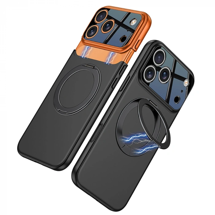 Apple iPhone 17 Pro Kılıf M-safe Şarj Özellikli 360 Derece Standlı Çift Parçalı Zore Torino Kapak