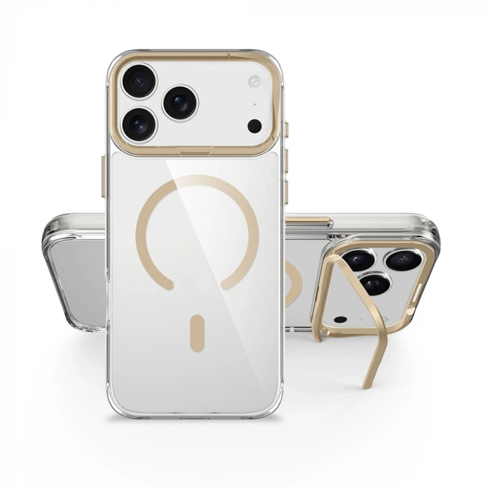 Apple iPhone 17 Pro Kılıf M-safe Şarj Özellikli Airbagli Kamera Standlı Zore Azor Kapak