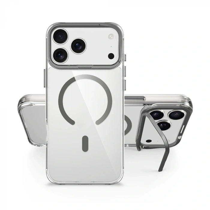 Apple iPhone 17 Pro Kılıf M-safe Şarj Özellikli Airbagli Kamera Standlı Zore Azor Kapak