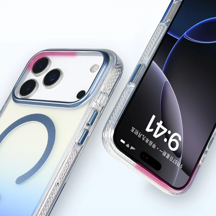 Apple iPhone 17 Pro Kılıf M-safe Şarj Özellikli Transparan Renk Geçişli Zore Toros Kapak