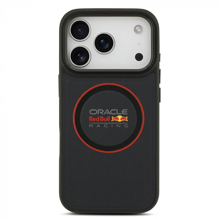 Apple iPhone 17 Pro Kılıf Redbull Orjinal Lisanslı M-safe Şarj Özellikli Kırmızı Halka ve Logo Kabartmalı PU Deri Kapak