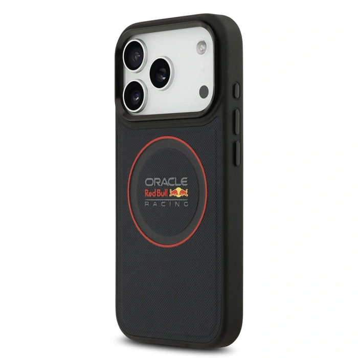 Apple iPhone 17 Pro Kılıf Redbull Orjinal Lisanslı M-safe Şarj Özellikli Kırmızı Halka ve Logo Kabartmalı PU Deri Kapak