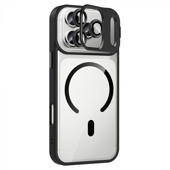 Apple iPhone 17 Pro Kılıf Standlı ve Kamera Lens Hediyeli M-Safe Şarj Özellikli Zore Etro Kapak