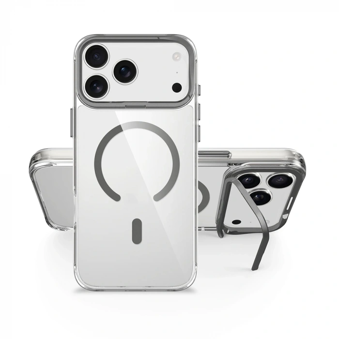 Apple iPhone 17 Pro Max Kılıf M-safe Şarj Özellikli Airbagli Kamera Standlı Zore Azor Kapak