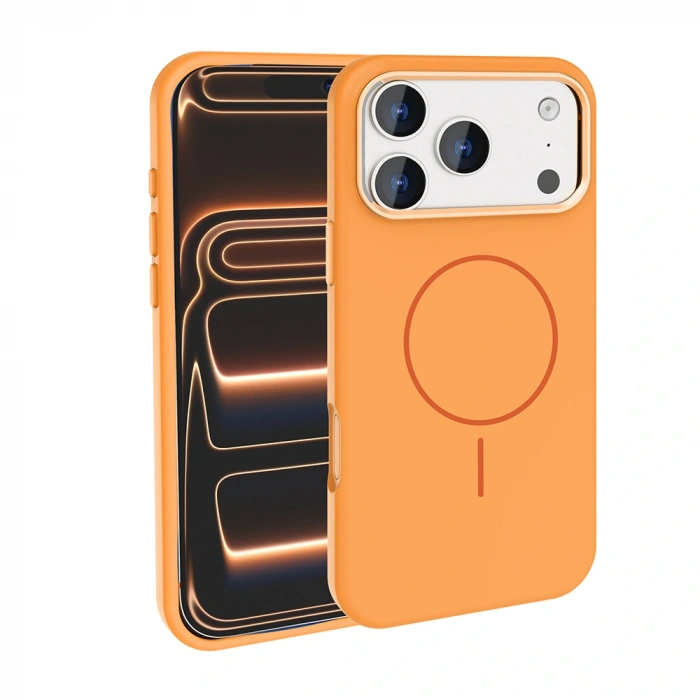 Apple iPhone 17 Pro Max Kılıf M-Safe Şarj Özellikli Metal Kamera Çerçeveli Zore Edi Silikon Kapak