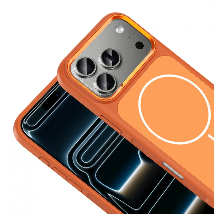 Apple iPhone 17 Pro Max Kılıf M-Safe Şarj Özellikli Metal Kamera Çerçeveli Zore Sanremo Silikon Kapak