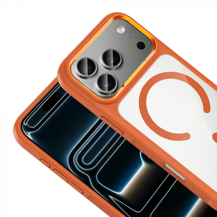 Apple iPhone 17 Pro Max Kılıf M-Safe Şarj Özellikli Metal Kamera Çerçeveli Zore Tiko Kapak