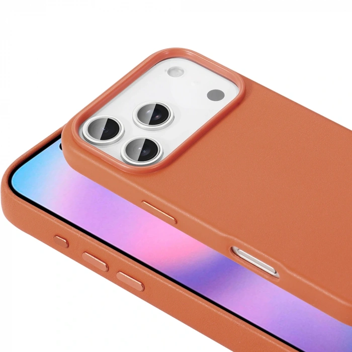 Apple iPhone 17 Pro Max Kılıf M-safe Şarj Özellikli PU Deri Görünümlü Zore Kupra Kapak