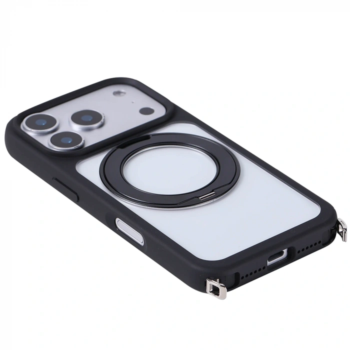 Apple iPhone 17 Pro Max Kılıf M-Safe Şarj Özellikli Standlı Zore Piza Silikon Kapak