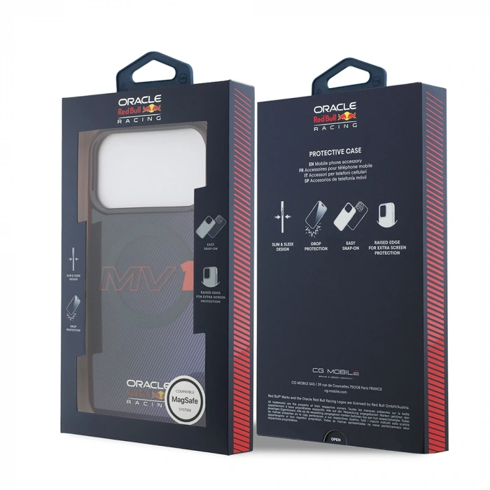 Apple iPhone 17 Pro Max Kılıf Redbull Orjinal Lisanslı M-safe Şarj Özellikli Çift Katmanlı Çizgi Desenli Sert PC MV Kapak