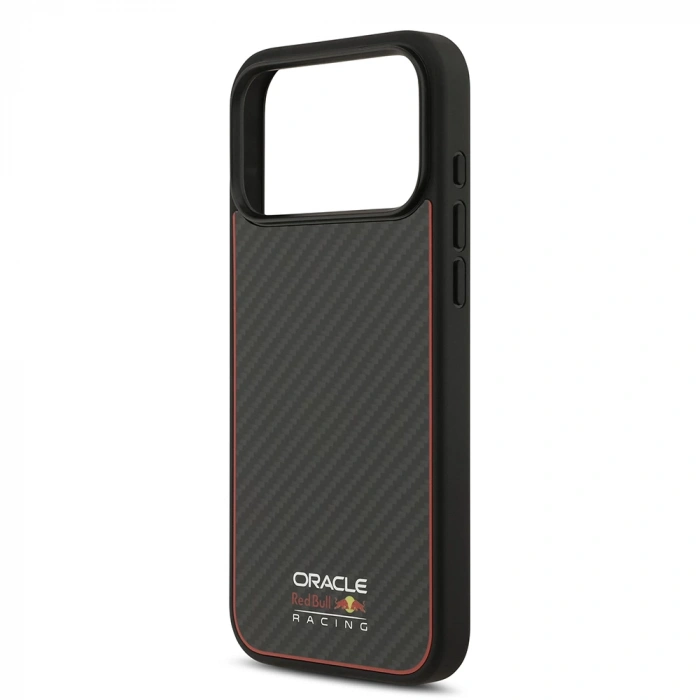 Apple iPhone 17 Pro Max Kılıf Redbull Orjinal Lisanslı M-safe Şarj Özellikli Karbon Fiber Parlayan Logolu Kevlar Kapak