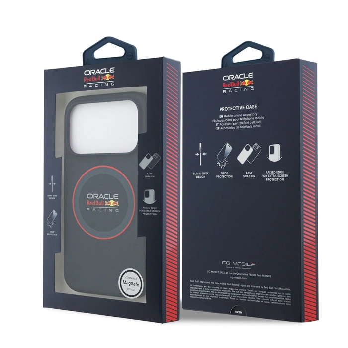 Apple iPhone 17 Pro Max Kılıf Redbull Orjinal Lisanslı M-safe Şarj Özellikli Kırmızı Halka ve Logo Silikon Kapak