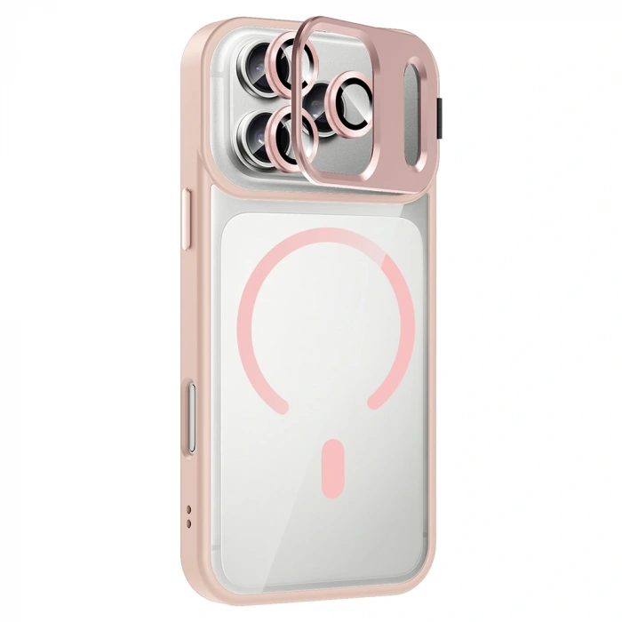 Apple iPhone 17 Pro Max Kılıf Standlı ve Kamera Lens Hediyeli M-Safe Şarj Özellikli Zore Etro Kapak