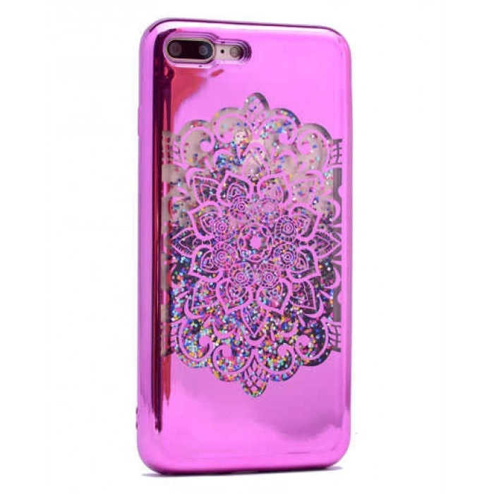 Apple iPhone 5 Kılıf Zore Lazer Çiçekli Sıvılı Silikon