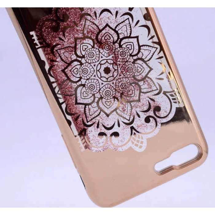 Apple iPhone 5 Kılıf Zore Lazer Çiçekli Sıvılı Silikon