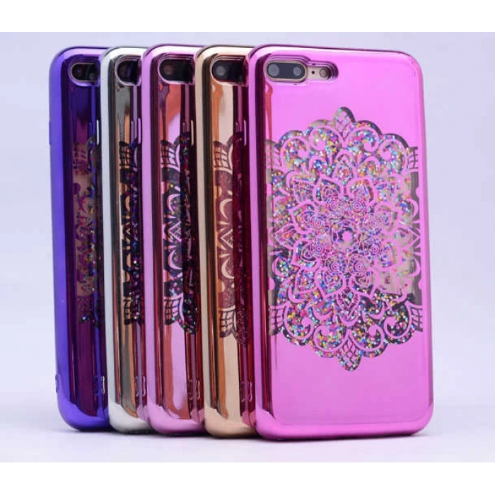 Apple iPhone 5 Kılıf Zore Lazer Çiçekli Sıvılı Silikon