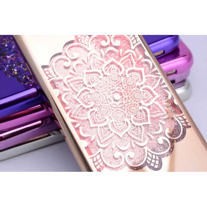 Apple iPhone 6 Kılıf Zore Lazer Çiçekli Sıvılı Silikon