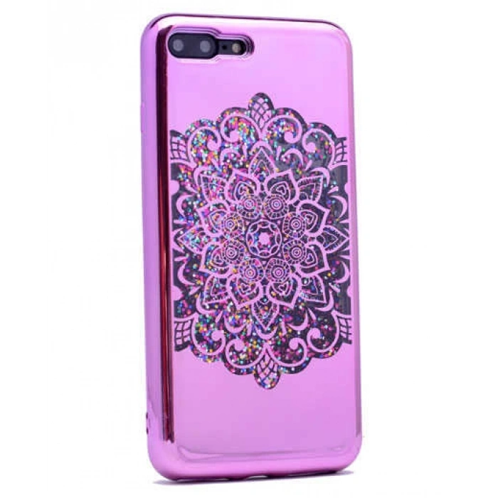 Apple iPhone 7 Kılıf Zore Lazer Çiçekli Sıvılı Silikon