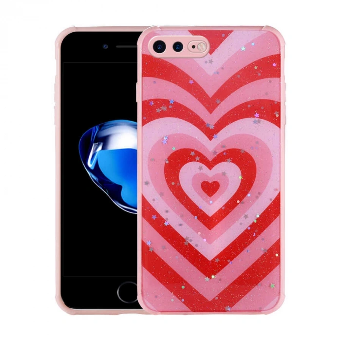 Apple iPhone 7 Plus Kılıf Simli Desenli Kamera Korumalı Parlak Zore Popy Kapak