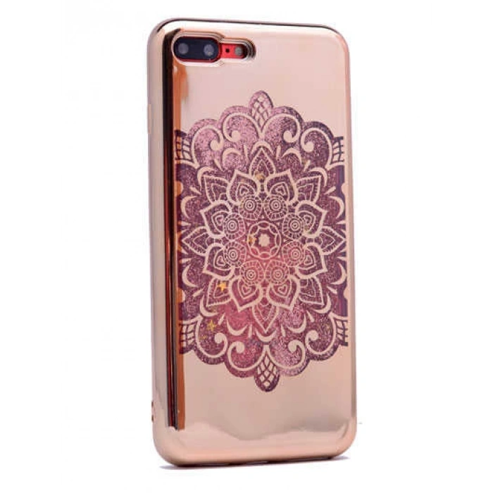 Apple iPhone 7 Plus Kılıf Zore Lazer Çiçekli Sıvılı Silikon