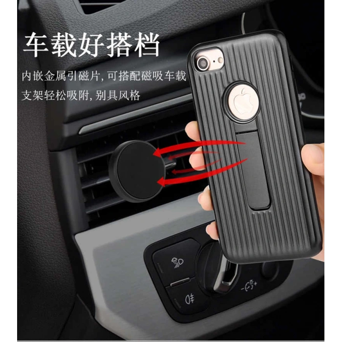 Apple iPhone 7 Plus Kılıf Zore Wave Standlı Mıknatıslı Kapak