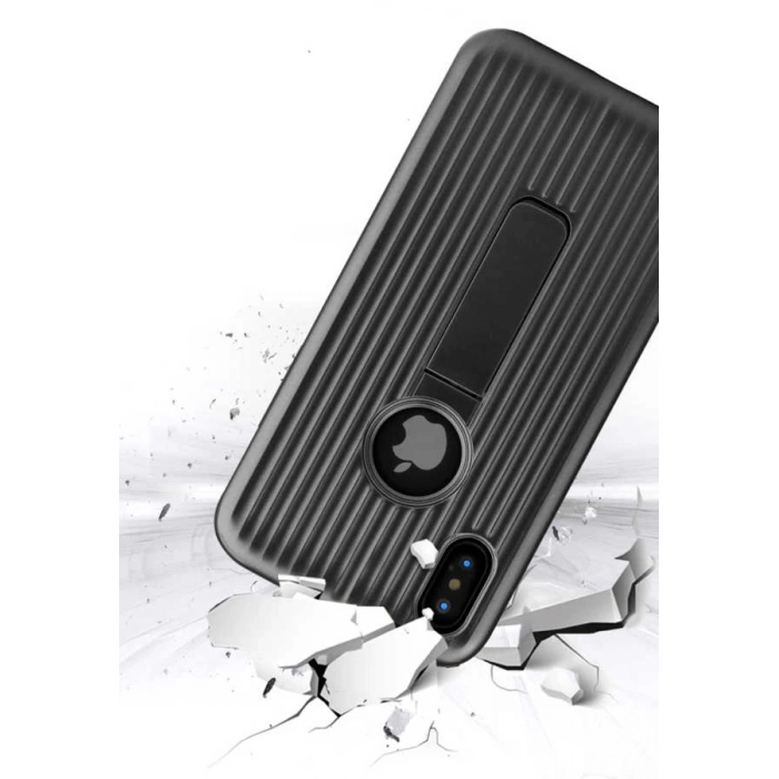 Apple iPhone X Kılıf Zore Wave Standlı Mıknatıslı Kapak