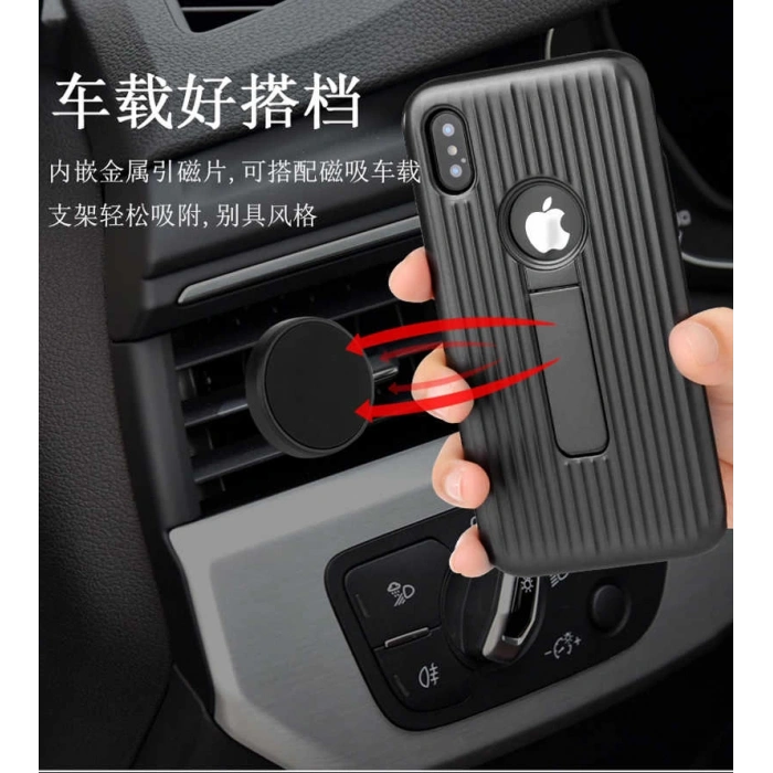 Apple iPhone X Kılıf Zore Wave Standlı Mıknatıslı Kapak