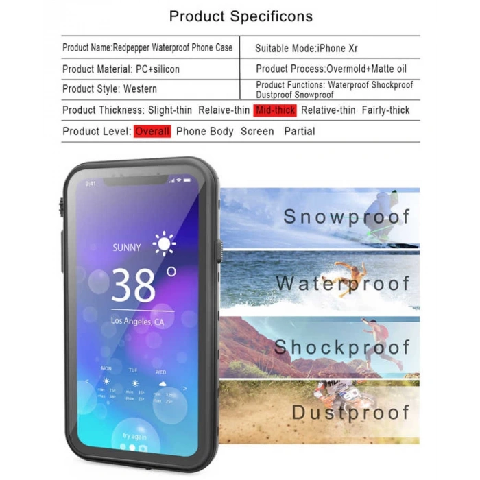 Apple iPhone XR 6.1 Kılıf Zore 1-1 Su Geçirmez Kılıf