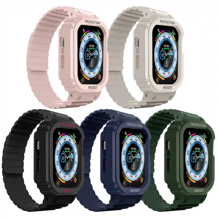 Apple Watch 44mm Zore KRD-142 Airbag Tasarımlı Kasa Koruyuculu Silikon Kordon