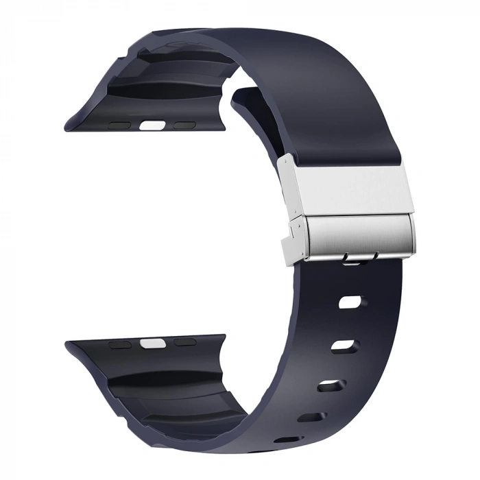 Apple Watch 7 45mm Zore KRD-145 Metal Tokalı Silikon Kordon