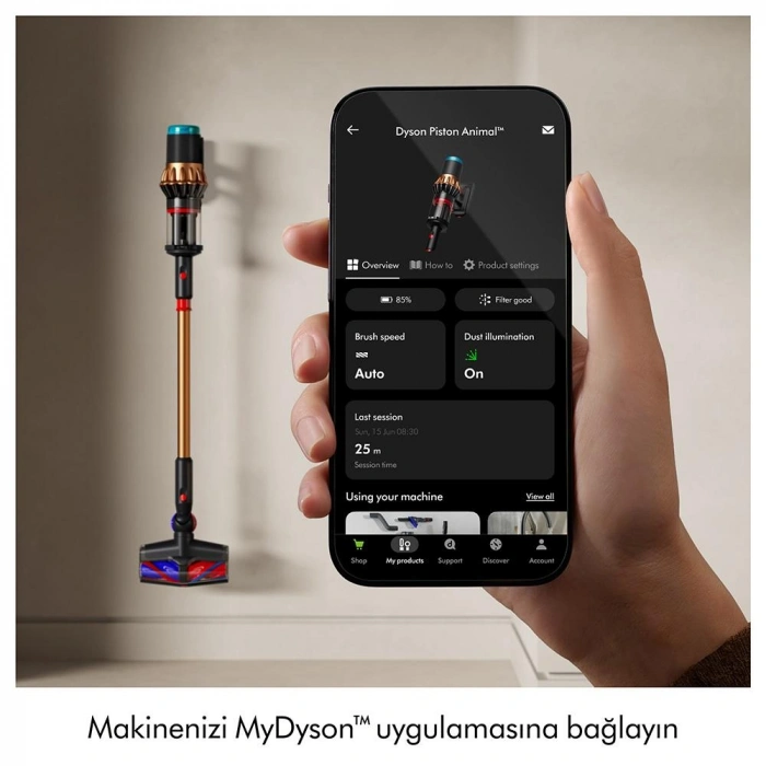 Dyson V16 Piston Animal Kablosuz Şarjlı Dikey Süpürge - Mat Siyah / Bakır