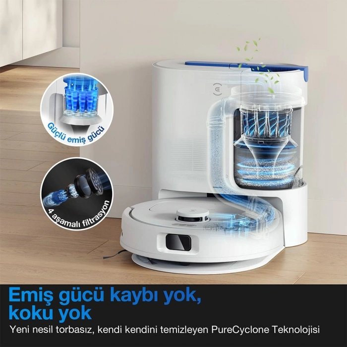 Ecovacs Deebot N20E Plus Robot Süpürge ve Paspas - Beyaz
