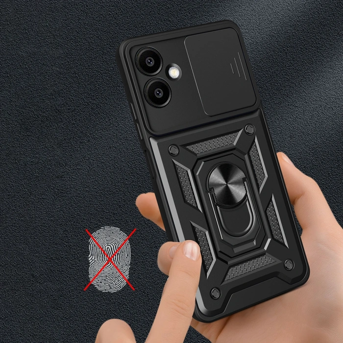 Galaxy A06 Kılıf Magnetik Standlı Kamera Korumalı Zore Sürgülü Vega Kapak