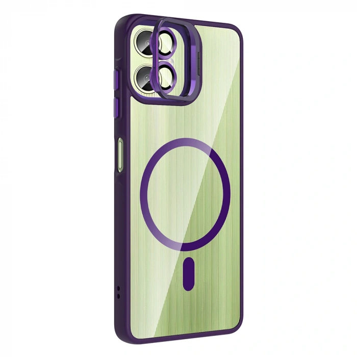 Galaxy A06 Kılıf Standlı ve Kamera Lens Hediyeli M-Safe Şarj Özellikli Zore Etro Kapak