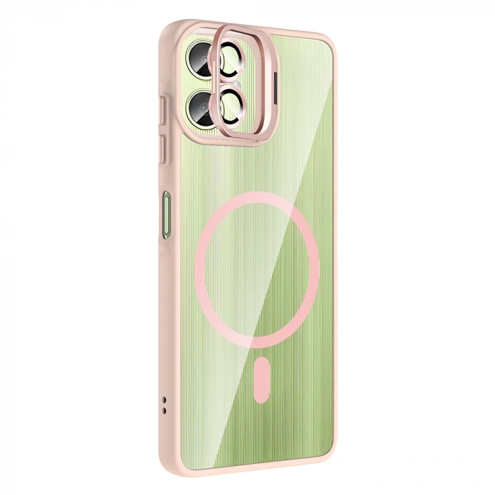 Galaxy A06 Kılıf Standlı ve Kamera Lens Hediyeli M-Safe Şarj Özellikli Zore Etro Kapak