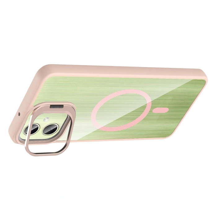 Galaxy A06 Kılıf Standlı ve Kamera Lens Hediyeli M-Safe Şarj Özellikli Zore Etro Kapak