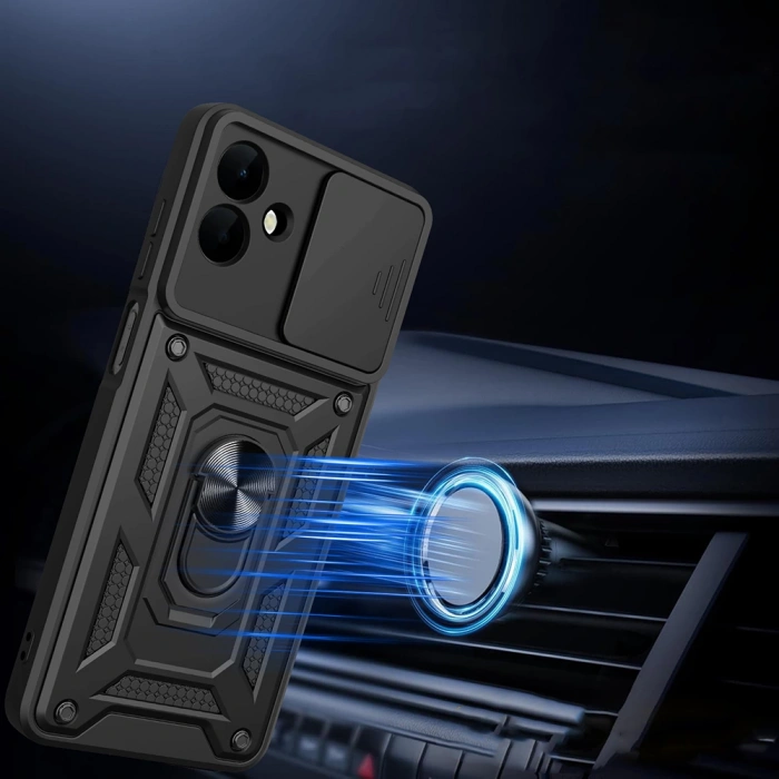 Galaxy A07 Kılıf Magnetik Standlı Kamera Korumalı Zore Sürgülü Vega Kapak