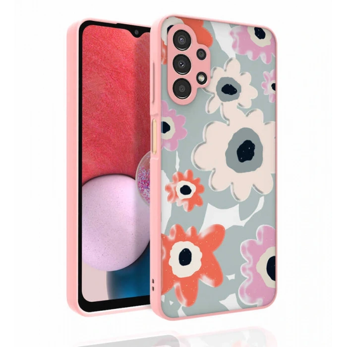 Galaxy A13 4G Kılıf Desenli Kamera Korumalı Parlak Zore Nora Kapak