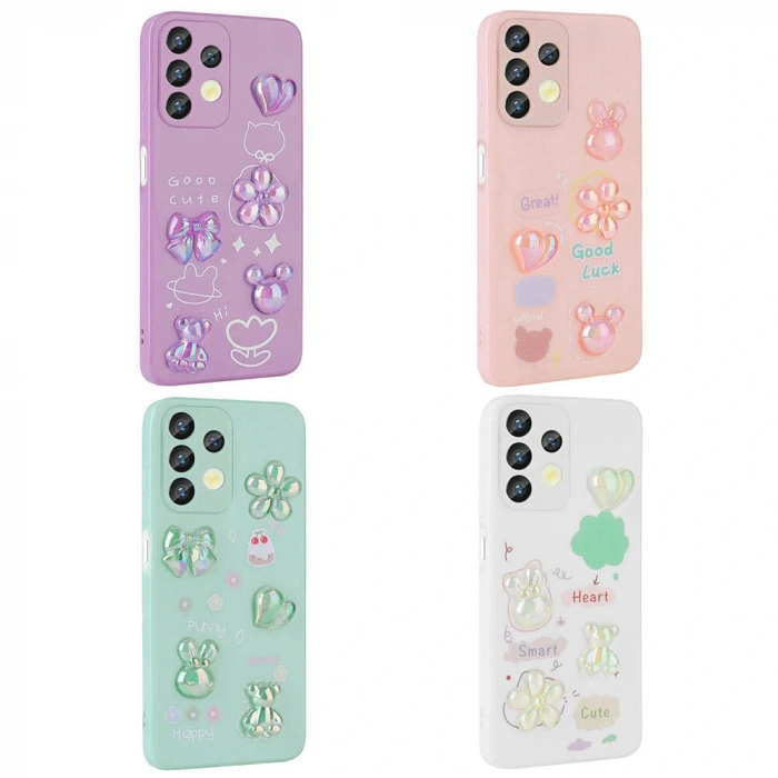 Galaxy A13 4G Kılıf Kabartma Figürlü Parlak Zore Toys Silikon Kapak