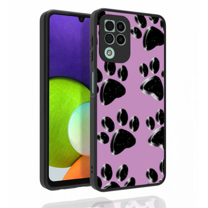 Galaxy A22 4G Kılıf Desenli Kamera Korumalı Parlak Zore Nora Kapak