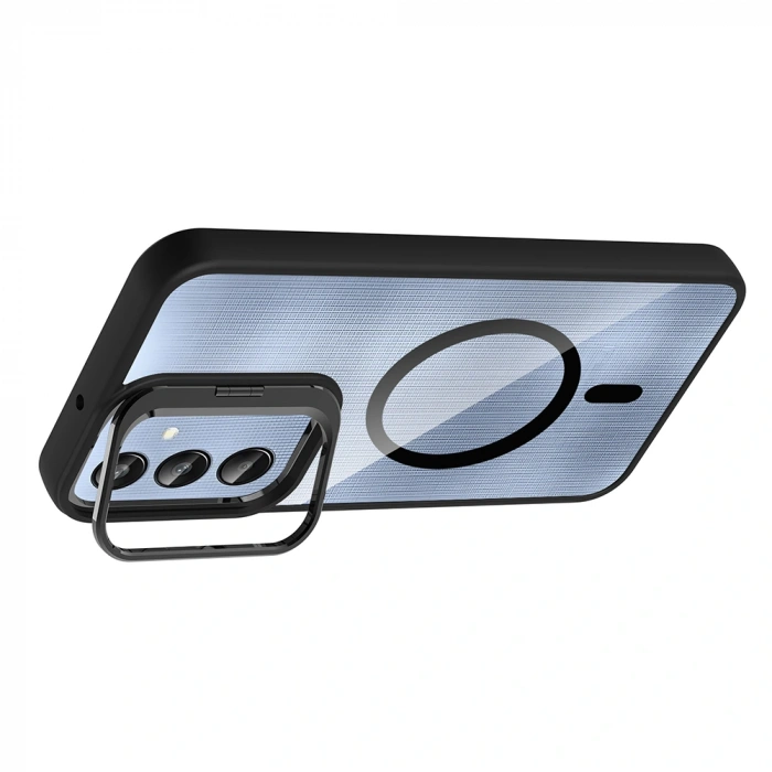 Galaxy A25 Kılıf Standlı ve Kamera Lens Hediyeli M-Safe Şarj Özellikli Zore Etro Kapak