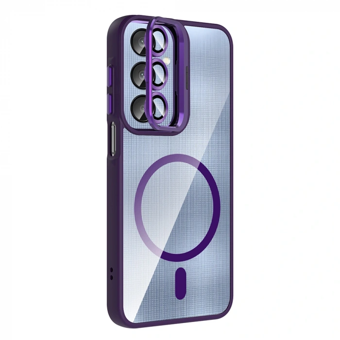 Galaxy A25 Kılıf Standlı ve Kamera Lens Hediyeli M-Safe Şarj Özellikli Zore Etro Kapak