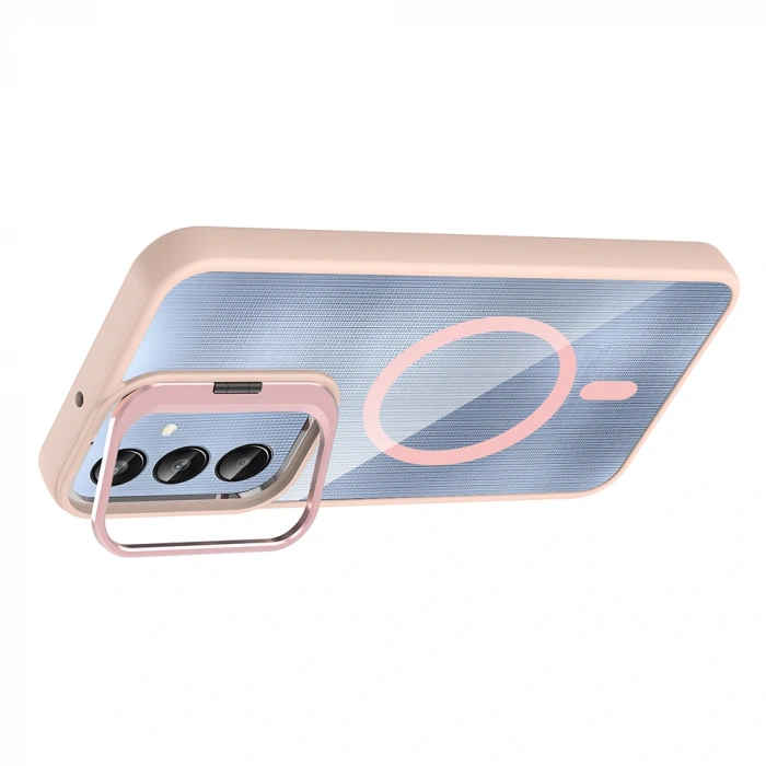 Galaxy A25 Kılıf Standlı ve Kamera Lens Hediyeli M-Safe Şarj Özellikli Zore Etro Kapak